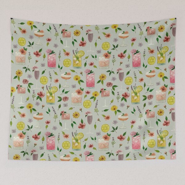 Item preview, Cocktails and Flowers Pattern designed and sold by Lauren Ullrich.