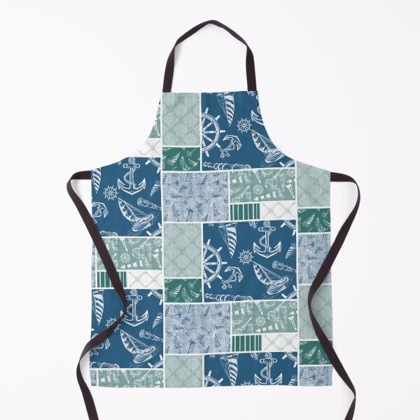 Item preview, Quilt Design Nautical Charcoal Sketches Collection- Features Netting, Stripes, Nautical Items, and Lighthouse Designs-Bluegreen and Ocean Blue designed and sold by PD-Coastal.
