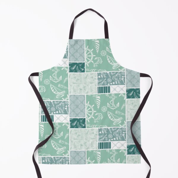 Item preview, Quilt Design Nautical Charcoal Sketches Collection- Features Netting, Stripes, Nautical Items, and Lighthouse Designs-Bluegreen and Seafoam designed and sold by PD-Coastal.
