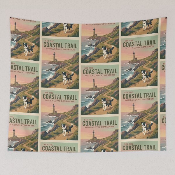 Item preview, Border Collie Lighthouse Hiker designed and sold by PictoVibe.