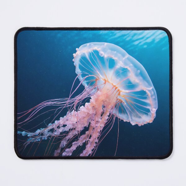 Item preview, Vivid jellyfish floating gracefully underwater, showcasing nature’s link with generative AI designed and sold by homydesign.