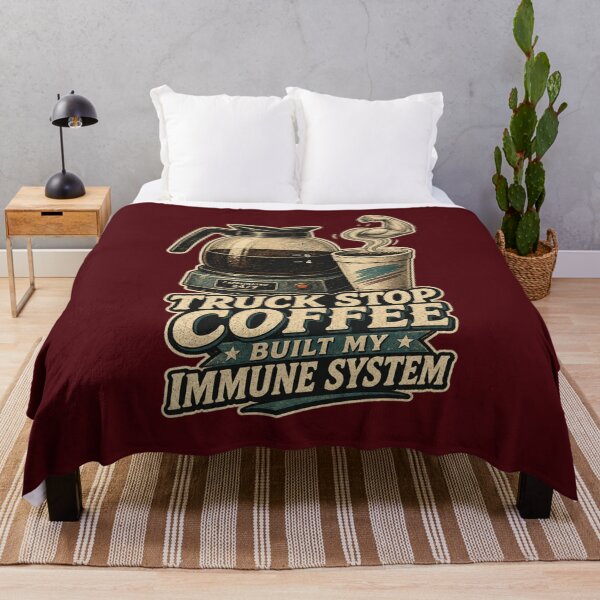 Item preview, Truck Stop Coffee Built My Immune System Shirt, Funny Truck Driver T-Shirt, Trucker Coffee Humor Tee, Trucker Gift Shirt, Vintage Coffee Pot Graphic designed and sold by TshirtsLabs.