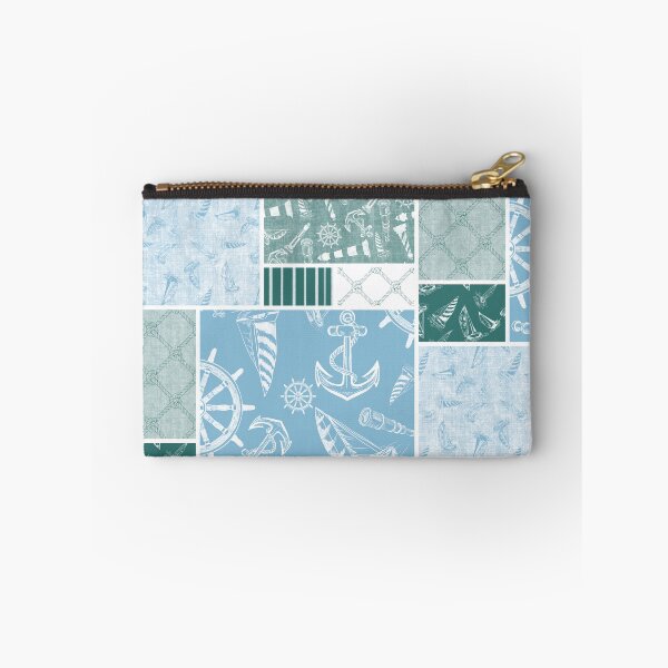 Item preview, Quilt Design Nautical Charcoal Sketches Collection- Features Netting, Stripes, Nautical Items, and Lighthouse Designs-Bluegreen and Sky Blue designed and sold by PD-Coastal.