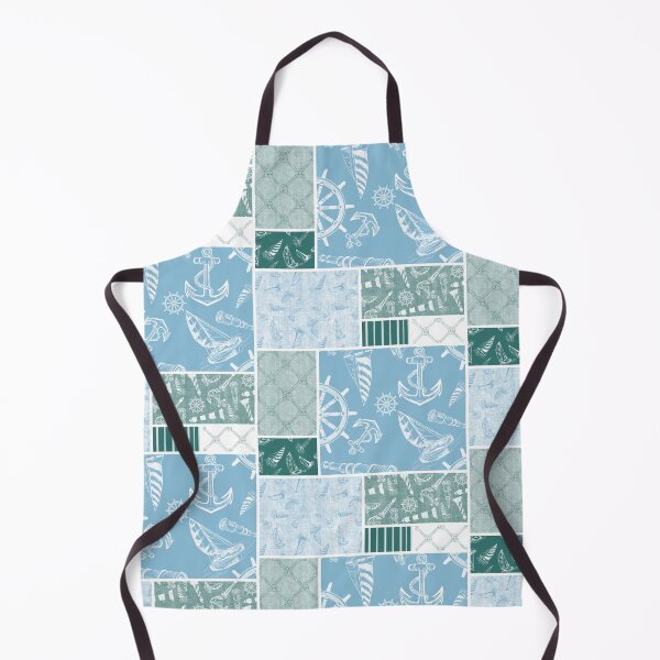 Item preview, Quilt Design Nautical Charcoal Sketches Collection- Features Netting, Stripes, Nautical Items, and Lighthouse Designs-Bluegreen and Sky Blue designed and sold by PD-Coastal.