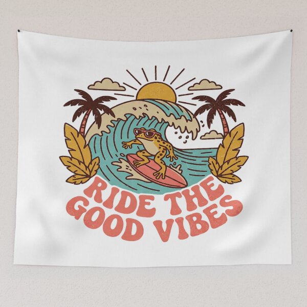 Item preview, Retro Surfing Frog Ride The Good Vibes designed and sold by cannsuh.