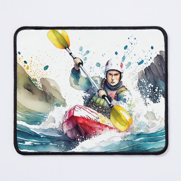 Item preview, A dynamic watercolor of a kayaker in rough waters designed and sold by homydesign.