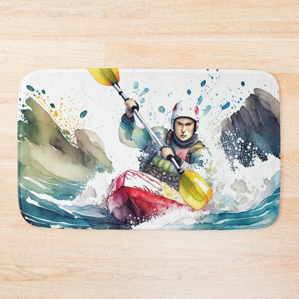 Item preview, A dynamic watercolor of a kayaker in rough waters designed and sold by homydesign.