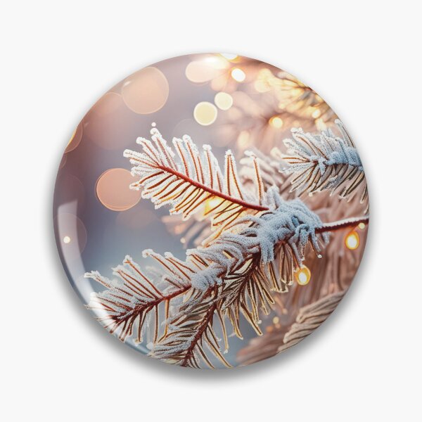 Item preview, A generative AI illustration of a frosted pine branch against a soft golden sunrise designed and sold by homydesign.