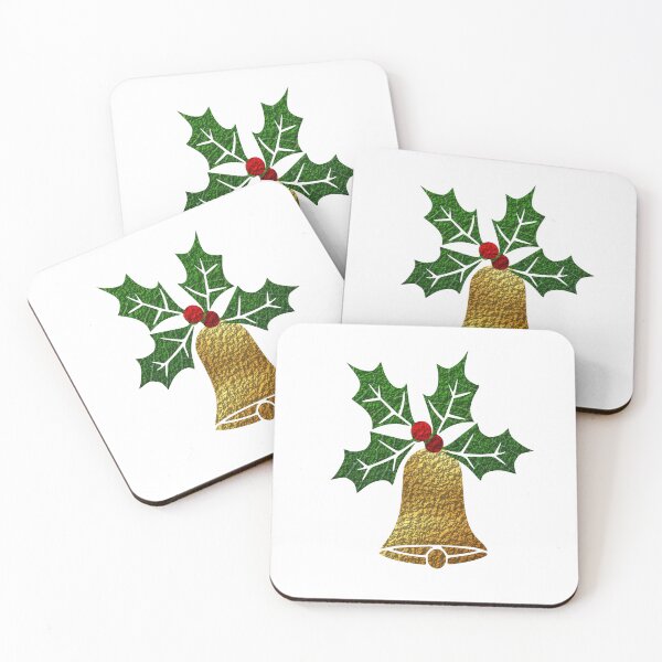 Item preview, Gold Bell Ornament with holly, designed and sold by aldona.
