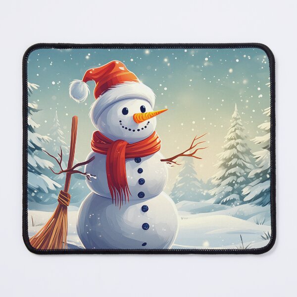 Item preview, A cheerful snowman stands in a snowy landscape designed and sold by homydesign.