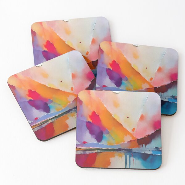 Item preview, A vibrant abstract painting with flowing shapes in warm and cool colors, reminiscent of a landscape designed and sold by homydesign.