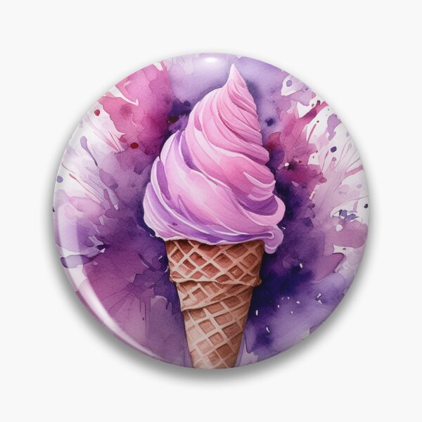 Item preview, A watercolor ice cream cone explodes with pink and purple hues, splattering against a white background designed and sold by homydesign.
