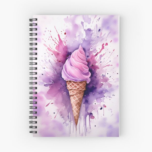 Item preview, A watercolor ice cream cone explodes with pink and purple hues, splattering against a white background designed and sold by homydesign.