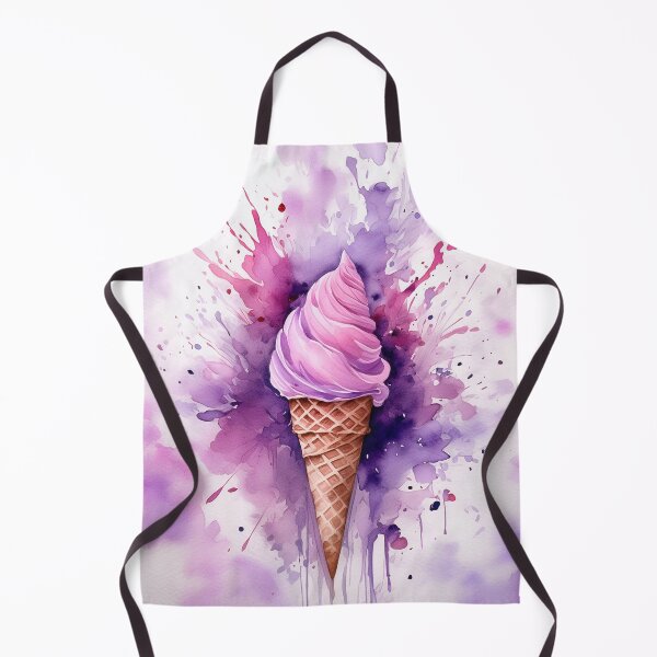 Item preview, A watercolor ice cream cone explodes with pink and purple hues, splattering against a white background designed and sold by homydesign.