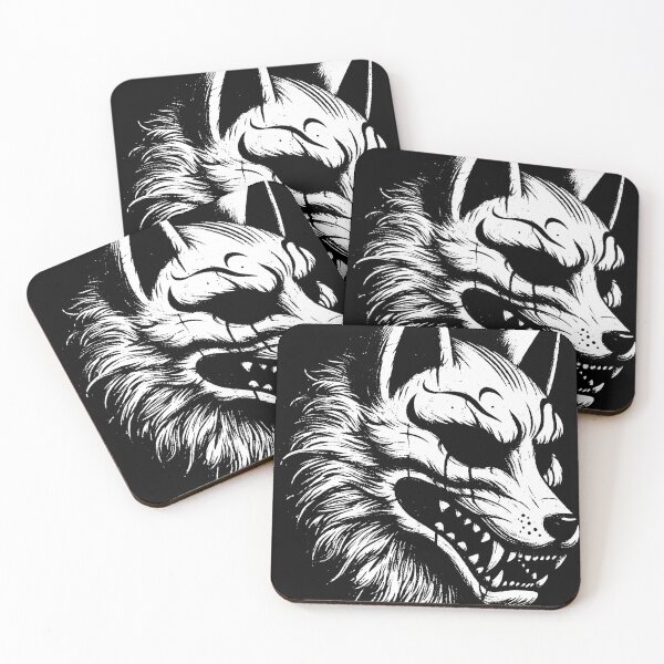 Item preview, Dark Art Kitsune Mask Japanese Fox Tattoo designed and sold by MORSPECTIVE.