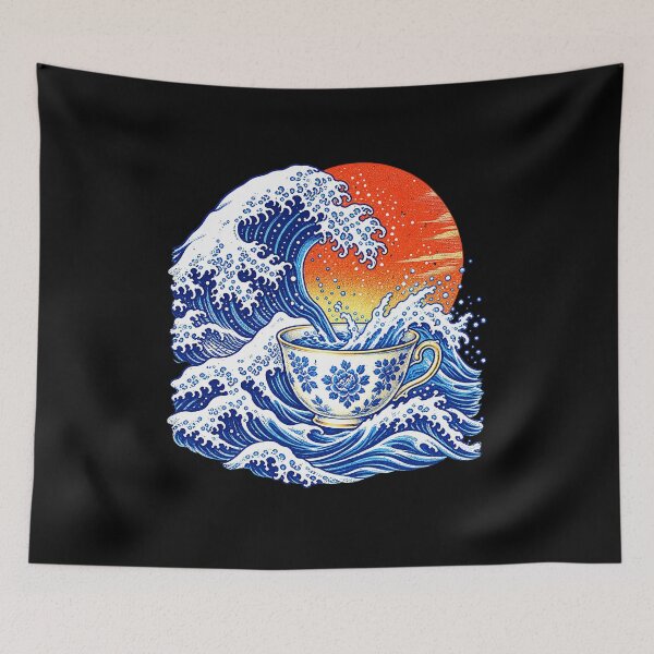 Item preview, Japanese Wave Meets a Cup of Tea designed and sold by elderberry.