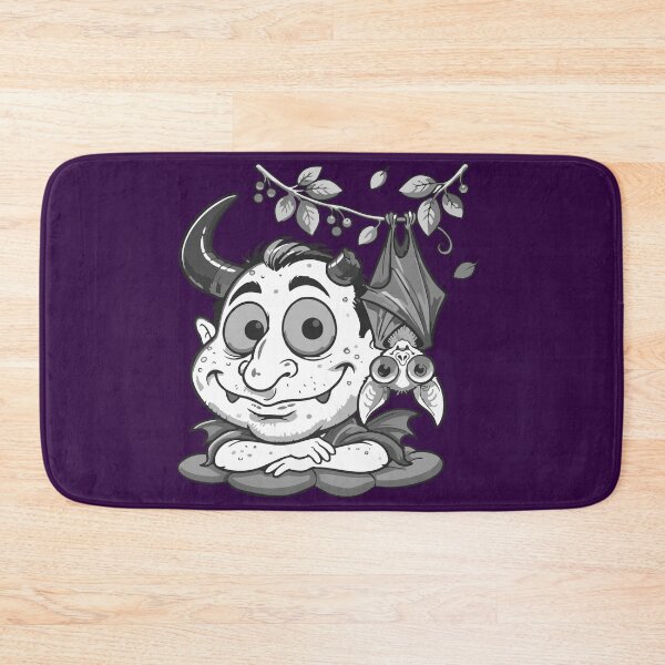 Item preview, Greyscale Cartoon Deamon with Companion Bat designed and sold by vivendulies.