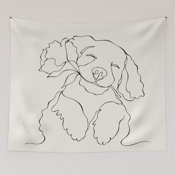 Item preview, Cute Flower Dog One Line Drawing Minimalist Art designed and sold by FemmePod.