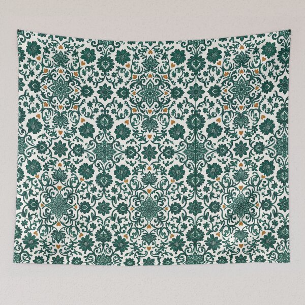 Item preview, Emerald Green Floral Tile Pattern With Hearts designed and sold by Fani*.
