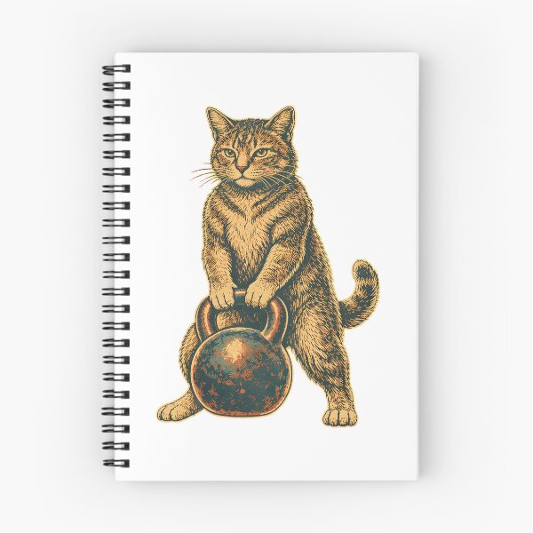 Item preview, vintage cat kettlebell fitness gym lover designed and sold by hugoinkcoast.
