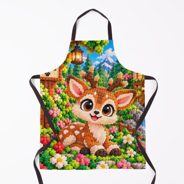 Item preview, Cute Baby Deer with a Flower – Colorful Building Block Mosaic Art designed and sold by WildWhimsy Art.