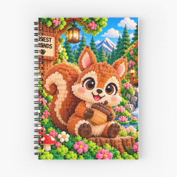 Item preview, Cute Squirrel Hugging an Acorn – Colorful Building Block Mosaic Art designed and sold by WildWhimsy Art.
