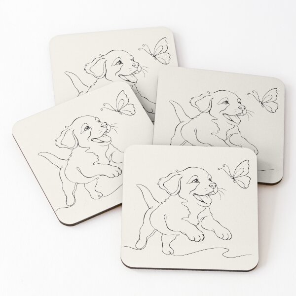 Item preview, Cute Puppy Minimalist Dog Art - Butterfly One Line Drawing  designed and sold by FemmePod.