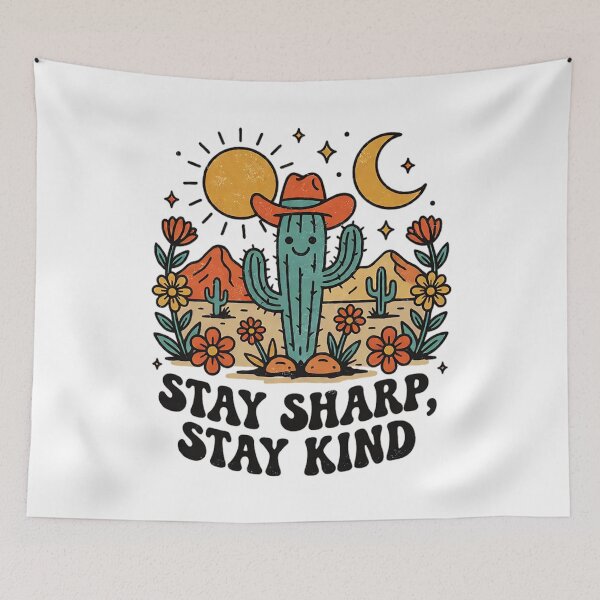 Item preview, Stay Sharp Stay Kind Retro Desert Cactus Cowboy Design designed and sold by cannsuh.