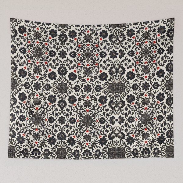 Item preview, Black and Cream Damask Floral Pattern Hearts designed and sold by Fani*.