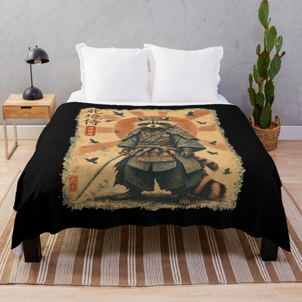 Item preview, samurai raccoon, japanese warrior & art vintage anime designed and sold by hugoinkcoast.