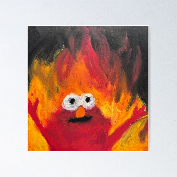 Item preview, Elmo on fire men in Oil pastel  designed and sold by MaryF0.