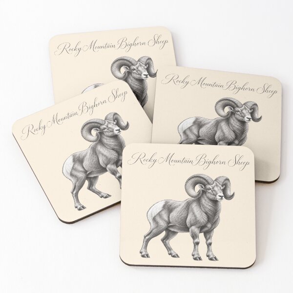 Item preview, Rocky Mountain Bighorn Sheep – Vintage Graphite Wildlife Illustration designed and sold by American Fieldmark Studio.