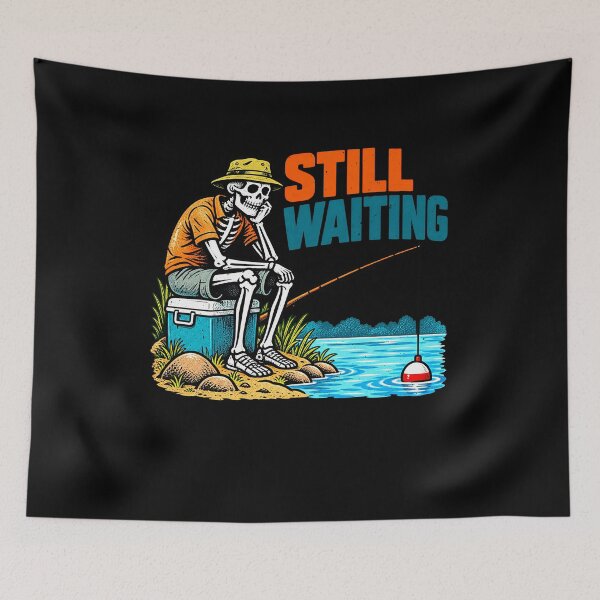 Item preview, Still Waiting for a Bite Skeleton Fishing designed and sold by elderberry.