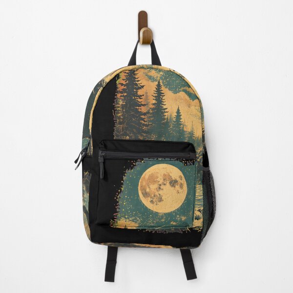 Item preview, mystic moon cat forest waterfall night sky vintage designed and sold by hugoinkcoast.