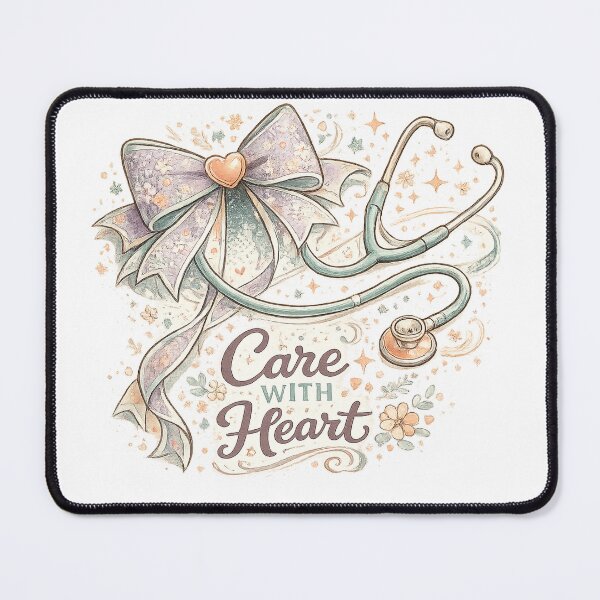 Item preview, Care With Heart Stethoscope Pastel Bow Floral Nurse Healthcare Design designed and sold by inkoutninja.
