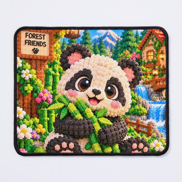 Item preview, Cute Panda Hugging Bamboo – Colorful Building Block Mosaic Art designed and sold by WildWhimsy Art.