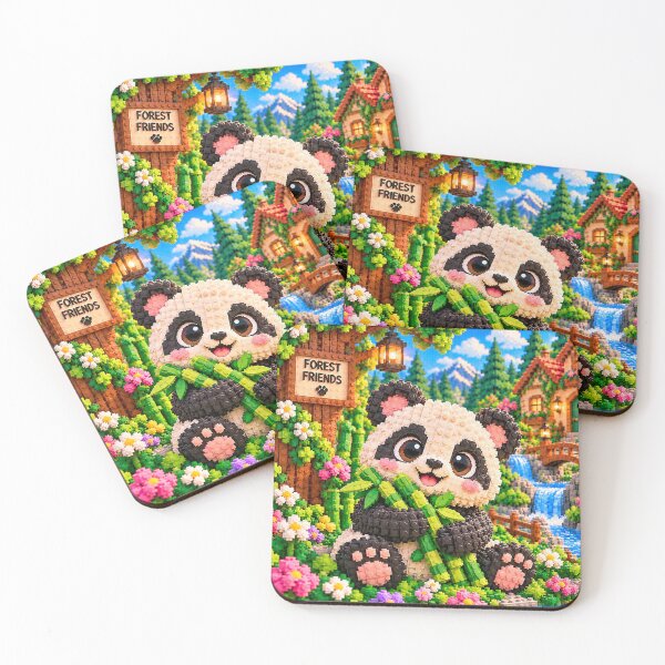 Item preview, Cute Panda Hugging Bamboo – Colorful Building Block Mosaic Art designed and sold by WildWhimsy Art.