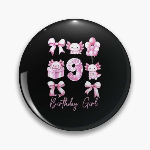 Item preview, Axolotl Birthday Girl Age 9 Pink Party Collage Design designed and sold by MiALopezArt.