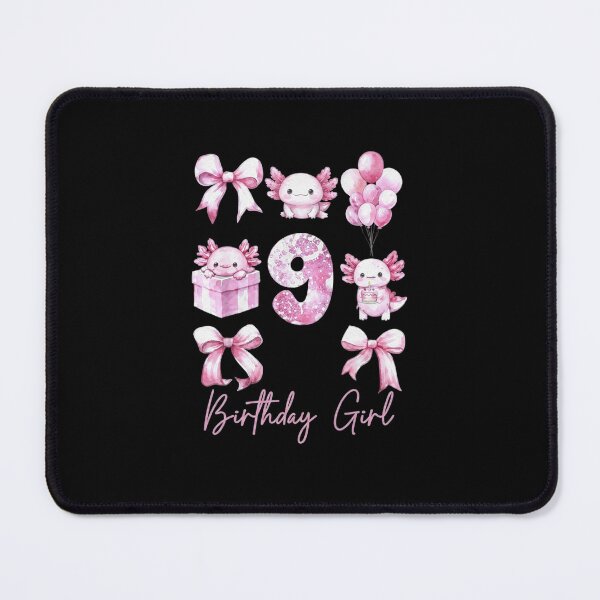 Item preview, Axolotl Birthday Girl Age 9 Pink Party Collage Design designed and sold by MiALopezArt.