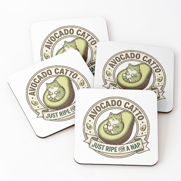 Item preview, Avocado Catto Just Ripe For A Nap Cute Cat Vintage Badge Art designed and sold by Namphet.