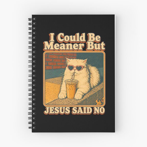 Item preview, i could be meaner but jesus said no funny cat retro designed and sold by SketchDrSketch.