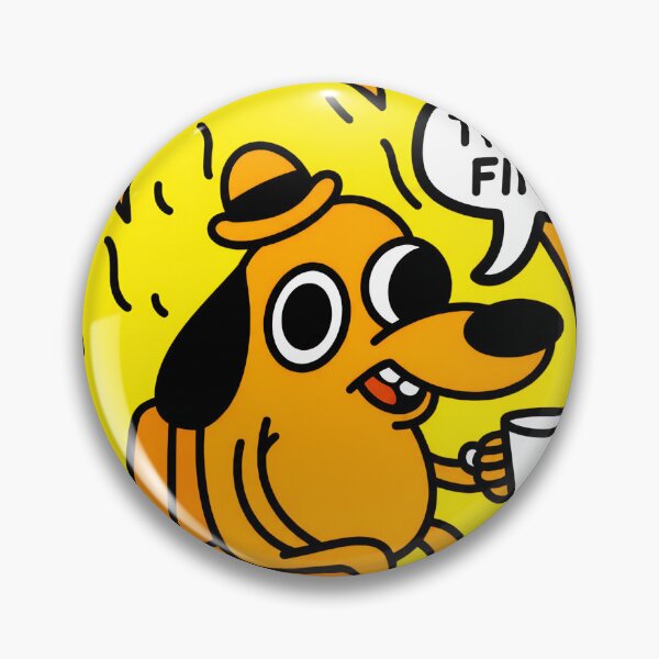 Item preview, Dog In Flames This Is Fine Meme Art designed and sold by FeatherTaleInk.
