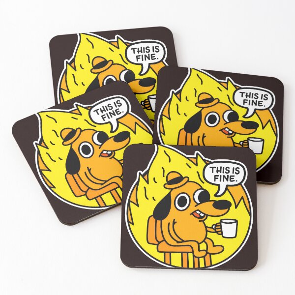 Item preview, Dog In Flames This Is Fine Meme Art designed and sold by FeatherTaleInk.