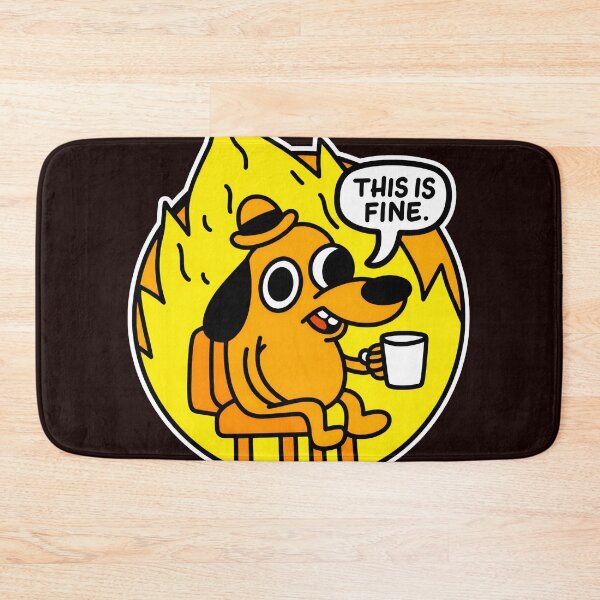 Item preview, Dog In Flames This Is Fine Meme Art designed and sold by FeatherTaleInk.
