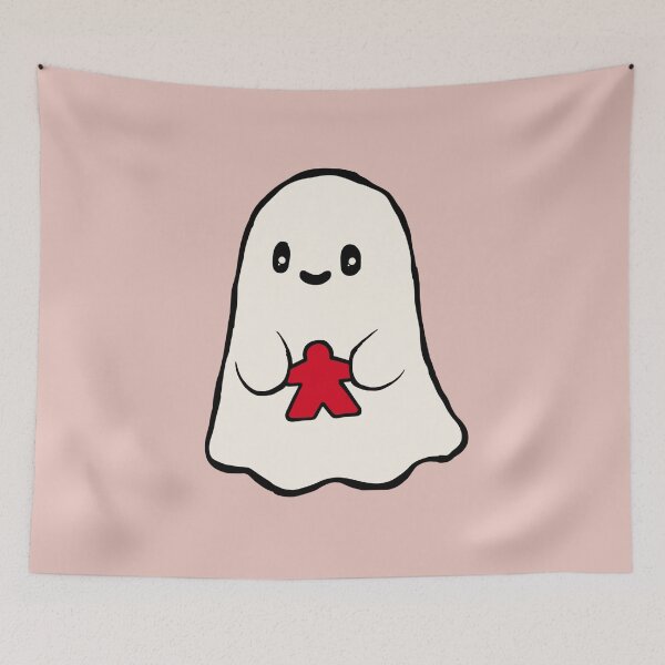 Item preview, Lindo fantasma sosteniendo un meeple rojo rosa designed and sold by TackyTime.