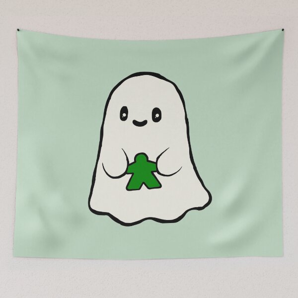 Item preview, Lindo fantasma sosteniendo un meeple verde designed and sold by TackyTime.