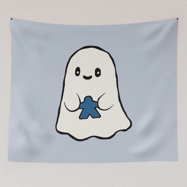 Item preview, Lindo fantasma sosteniendo un meeple azul designed and sold by TackyTime.