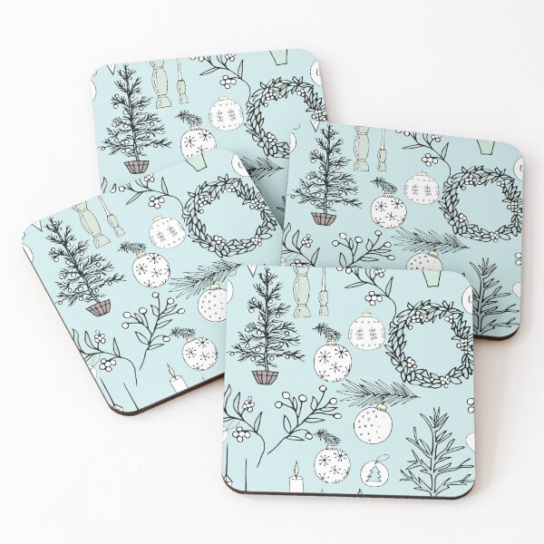 Item preview, Christmas decorations in soft teal designed and sold by Quiet Waters Design.
