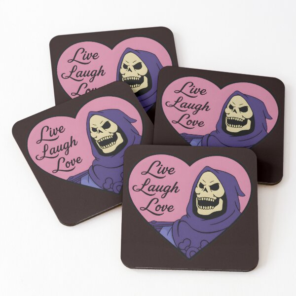 Item preview, Skeletor Live Laugh Love Heart Pink designed and sold by FeatherTaleInk.