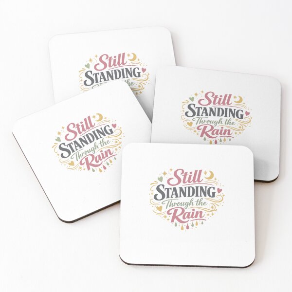 Item preview, Still Standing Through the Rain Resilience Inspirational Retro Quote Design designed and sold by inkoutninja.